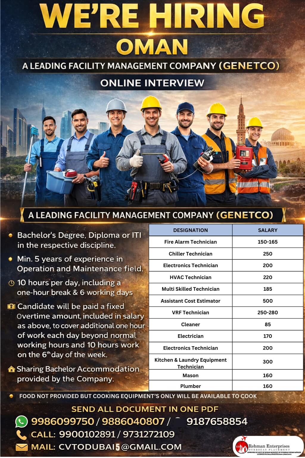 HIRING FOR OMAN