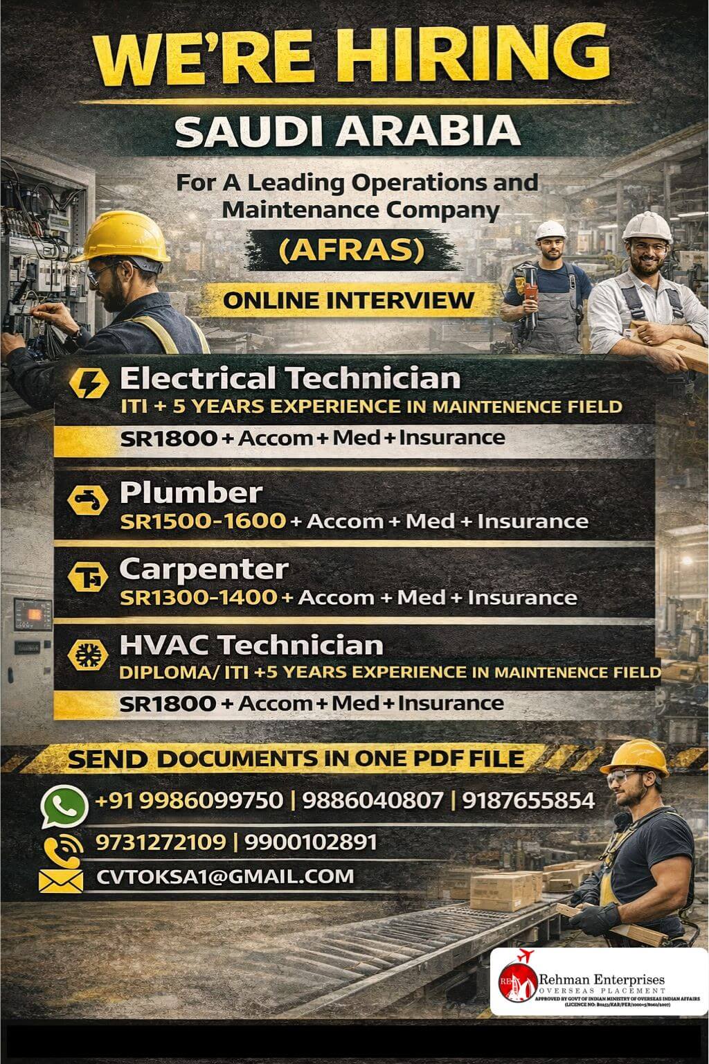 HIRING FOR SAUDI ARABIA HIRING FOR SAUDI ARABIA
