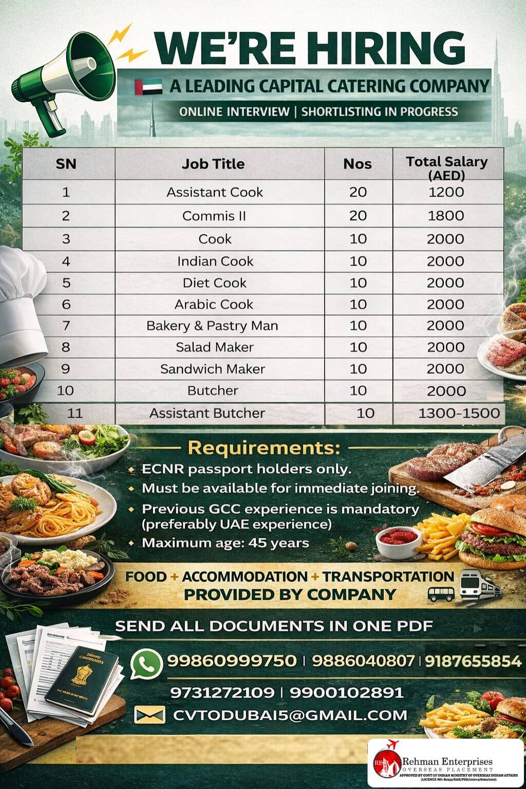 URGENT HIRING FOR DUBAI