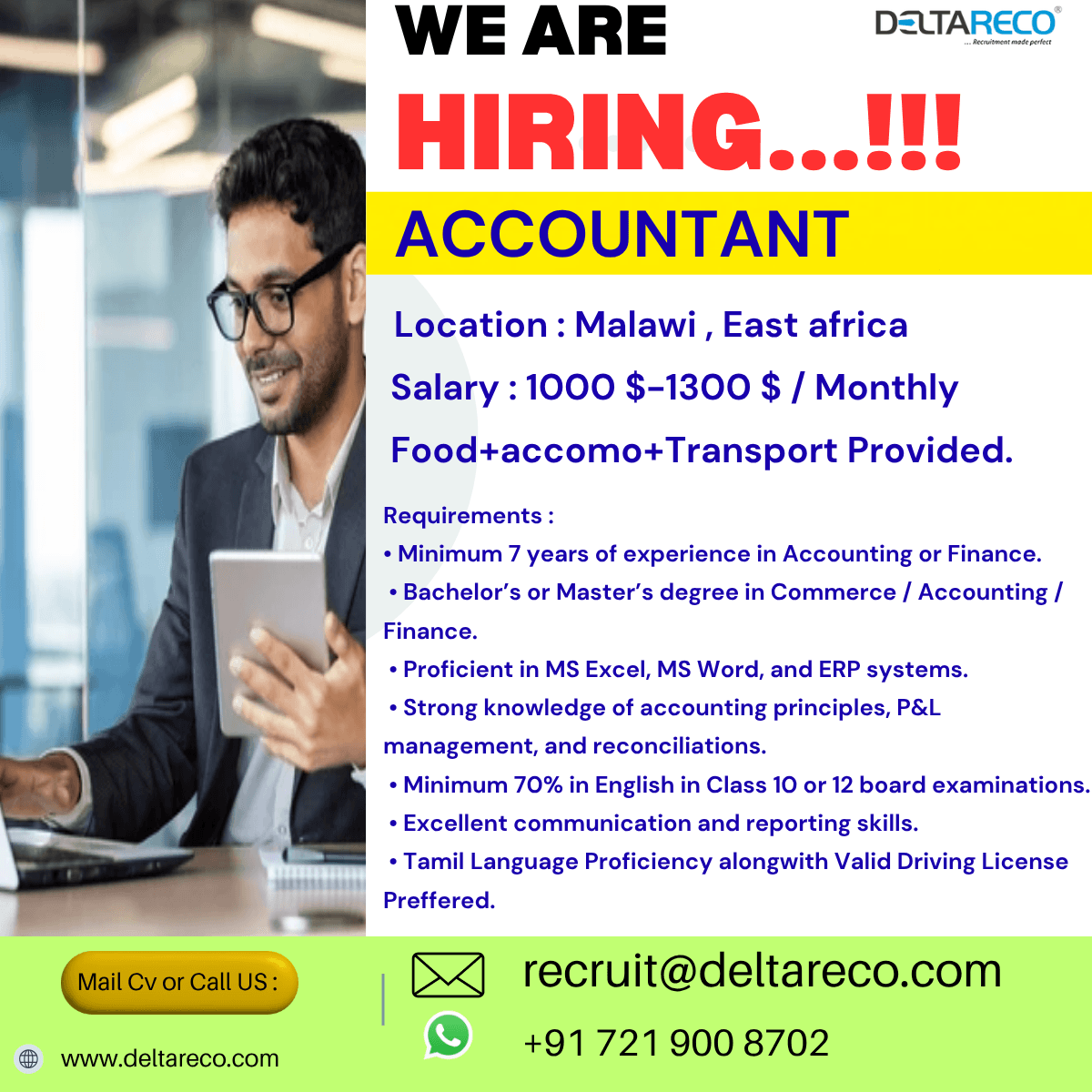Hiring  Accountant for Malawi East africa
