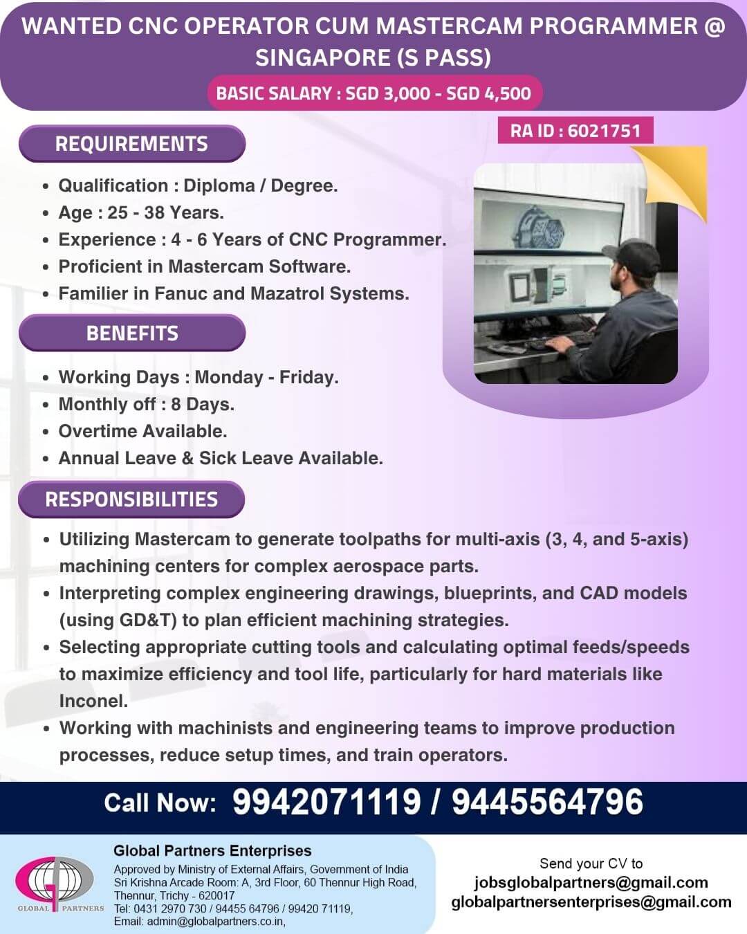 CNC OPERATOR CUM MASTERCAM PROGRAMMER