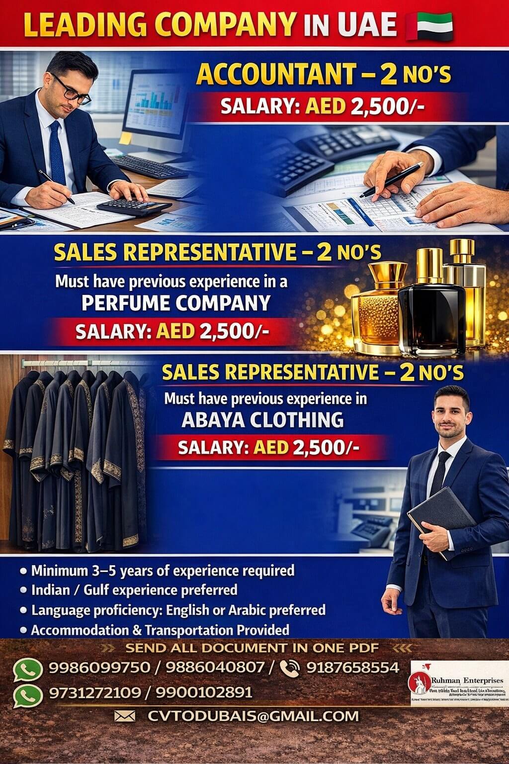 HIRING FOR DUBAI