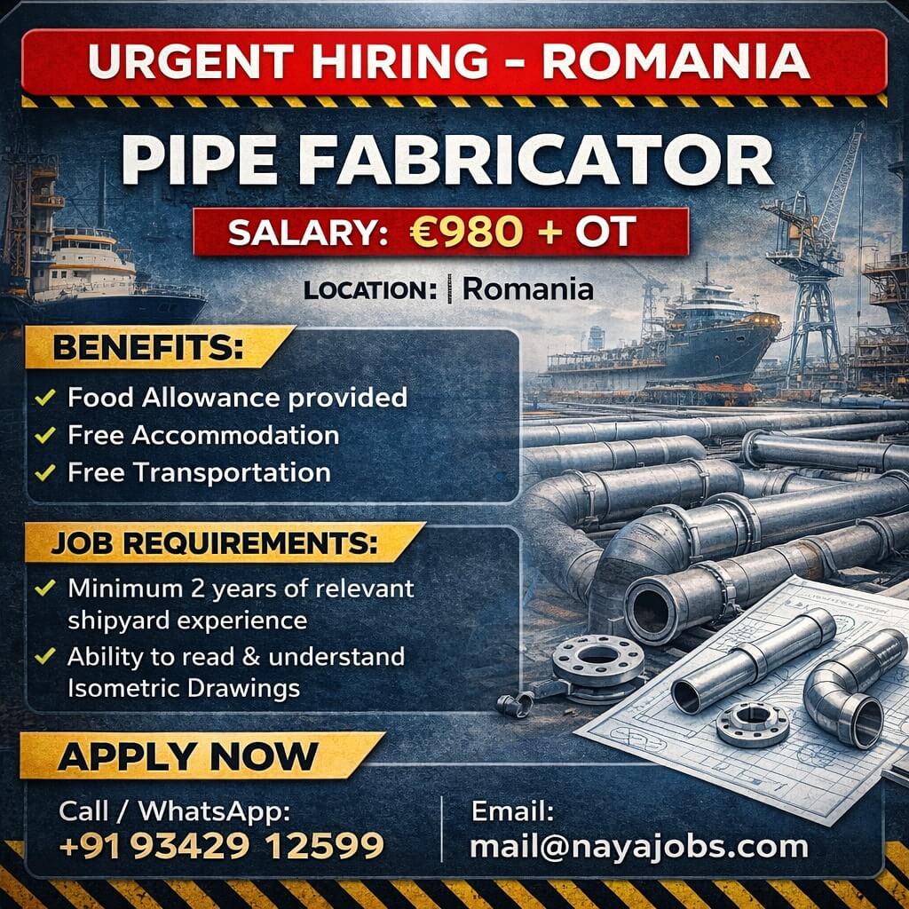 URGENT HIRING FOR PIPE FABRICATOR REQUIRED