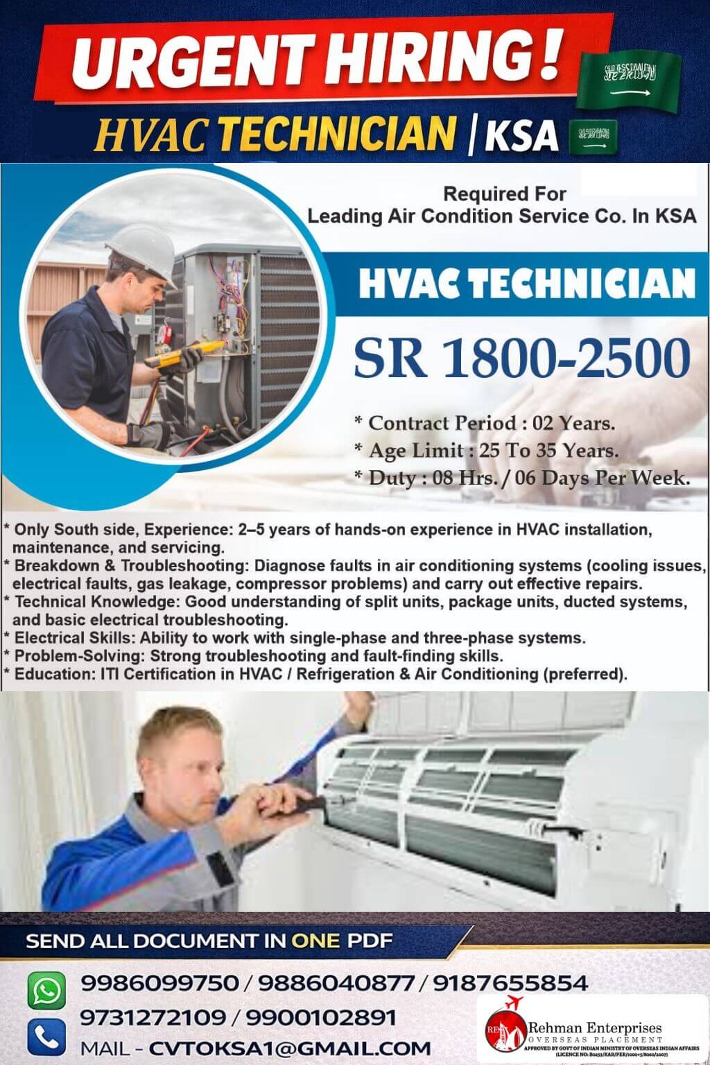 URGENT HIRING FOR KSA-HVAC TECHNICIAN