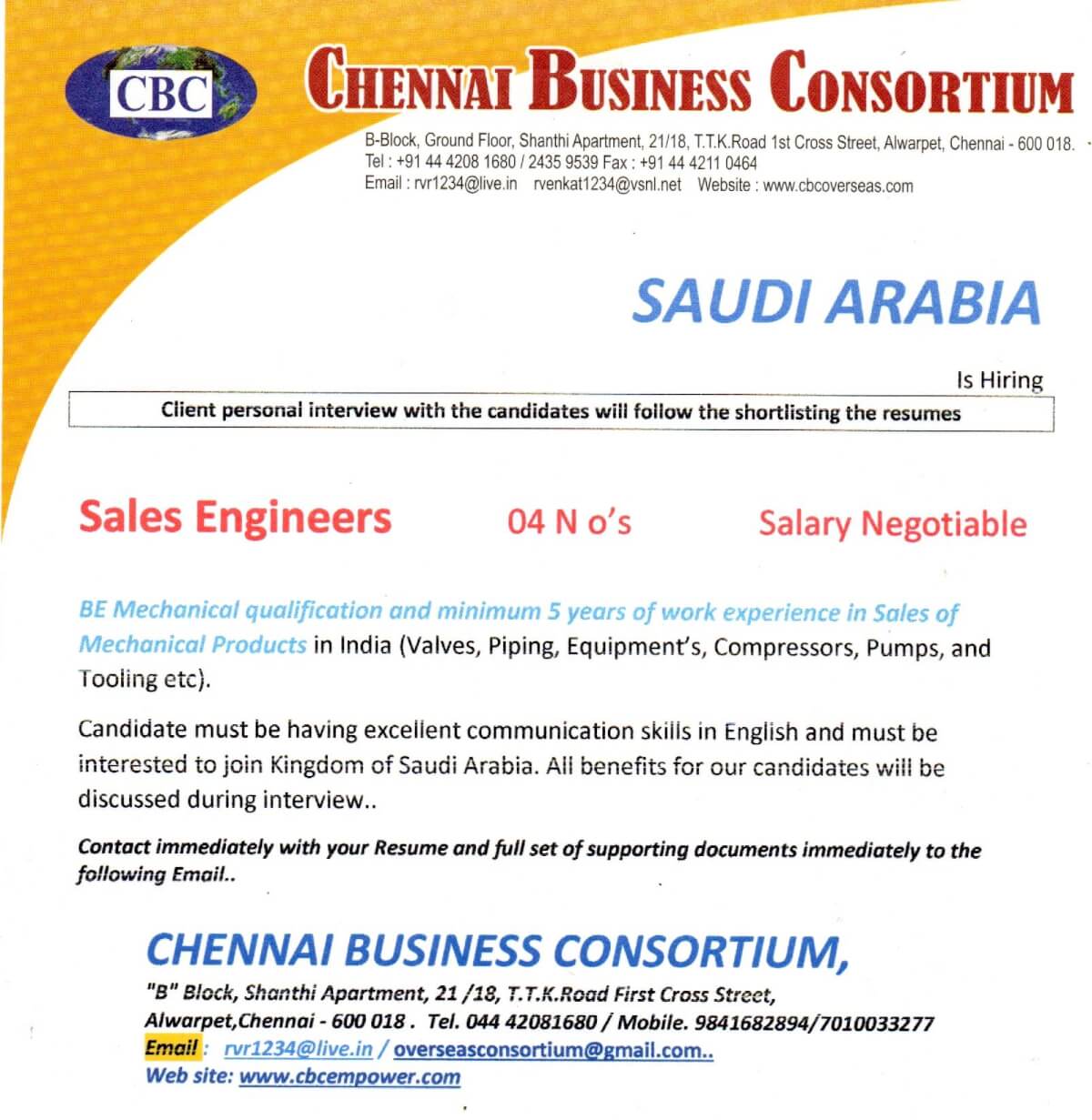 SALES ENGINEERS (MECH ) SALES ENGINEERS (MECH )