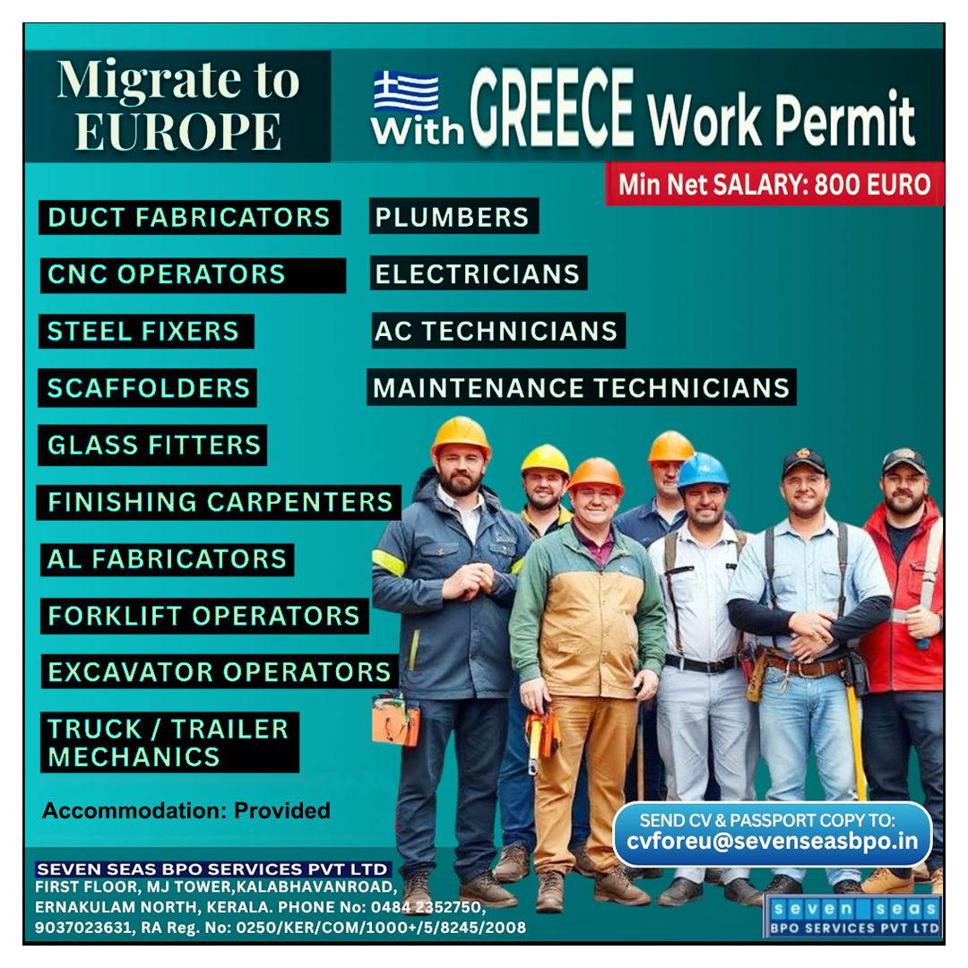 Urgent Vacancies in GREECE (Schengen country)