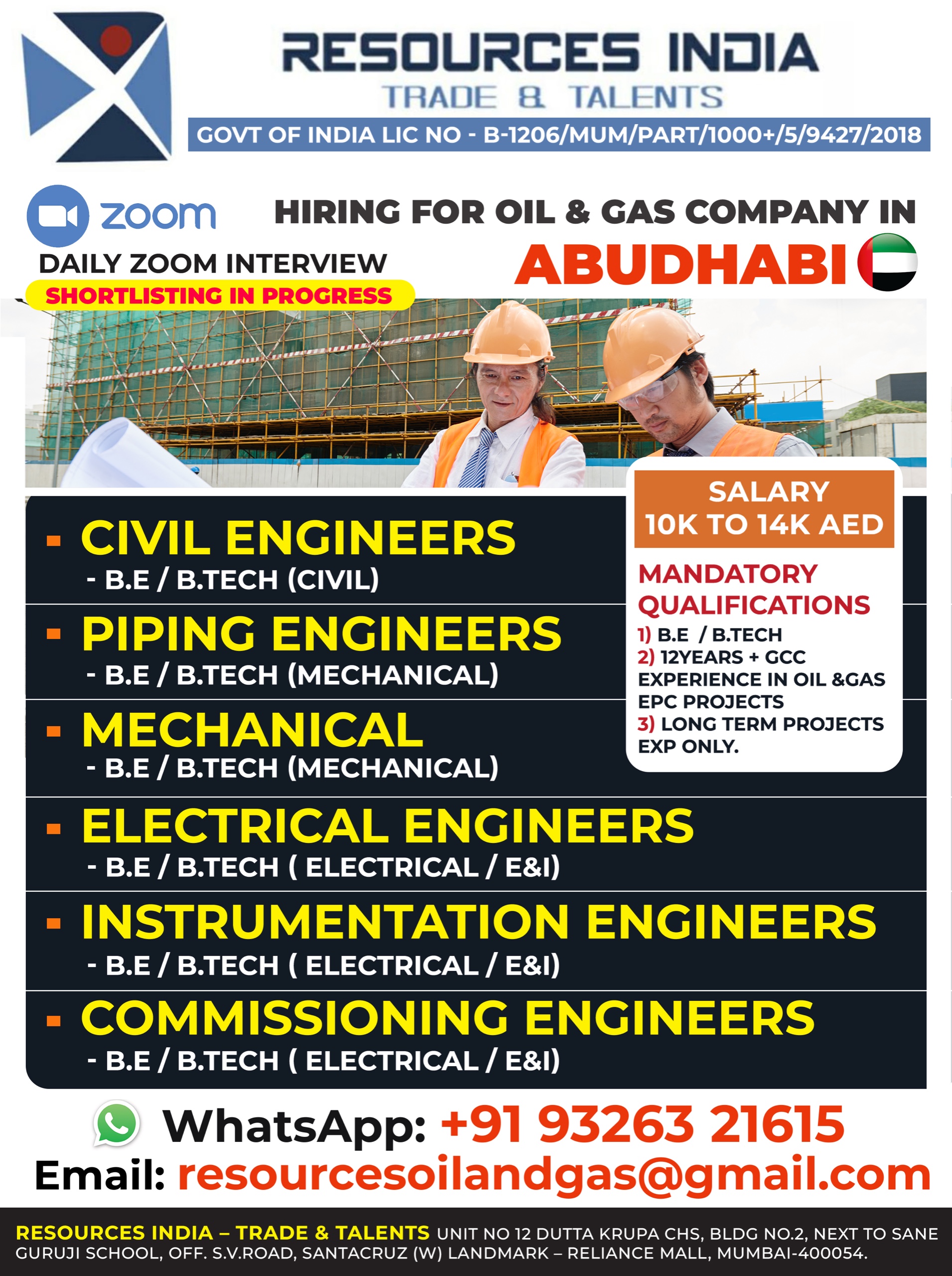 HIRING FOR REPUTED OIL & GAS CO IN ABU DHABI ??
