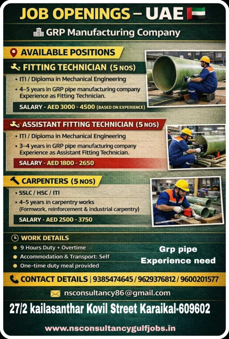 LEADING GRP MANUFACTURING COMPANY REQUIREMENT FOR UAE