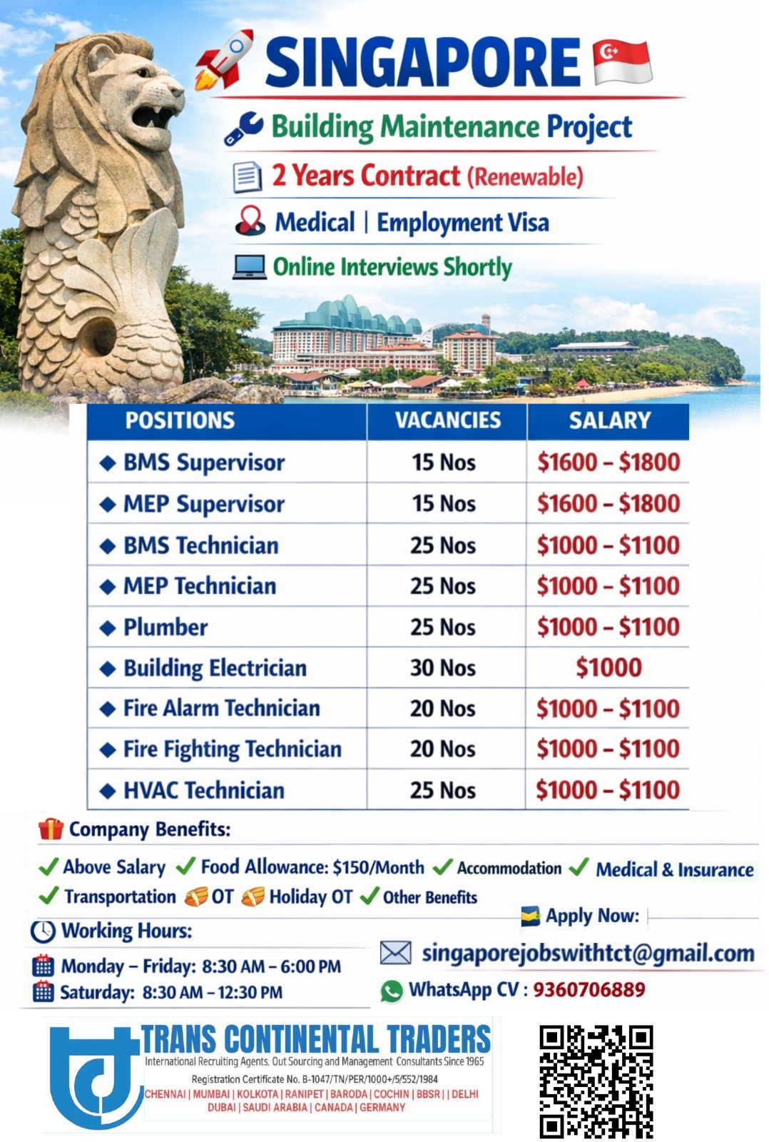 HIRING FOR SINGAPORE -BUILDING MAINTENANCE PROJECT