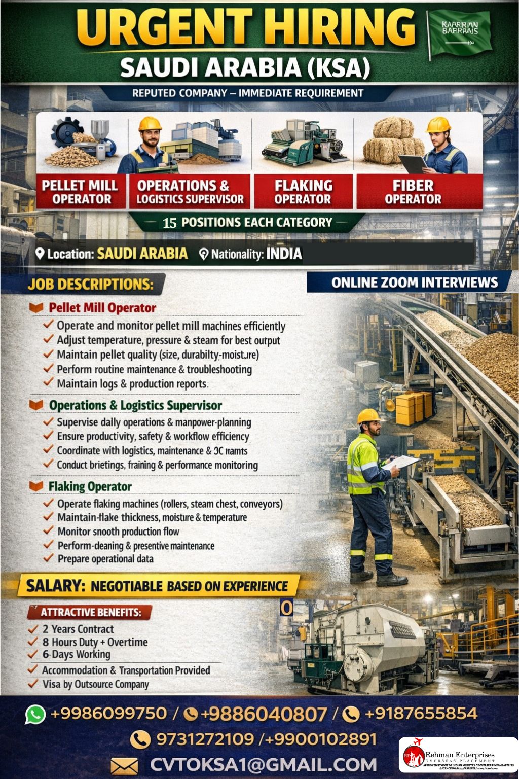 URGENT HIRING FOR SAUDI ARABIA