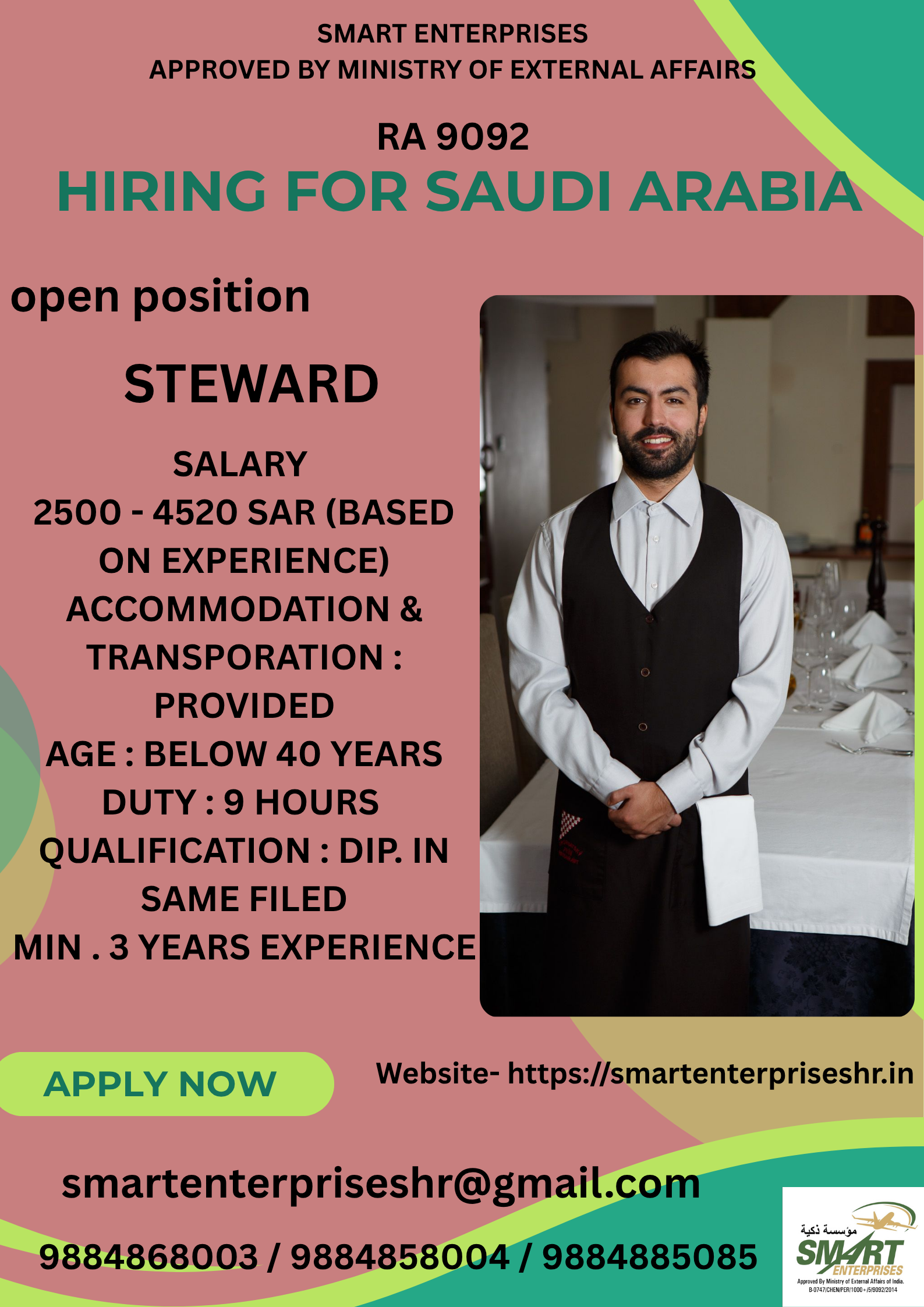 URGENT REQUIREMENT FOR SAUDI ARABIA