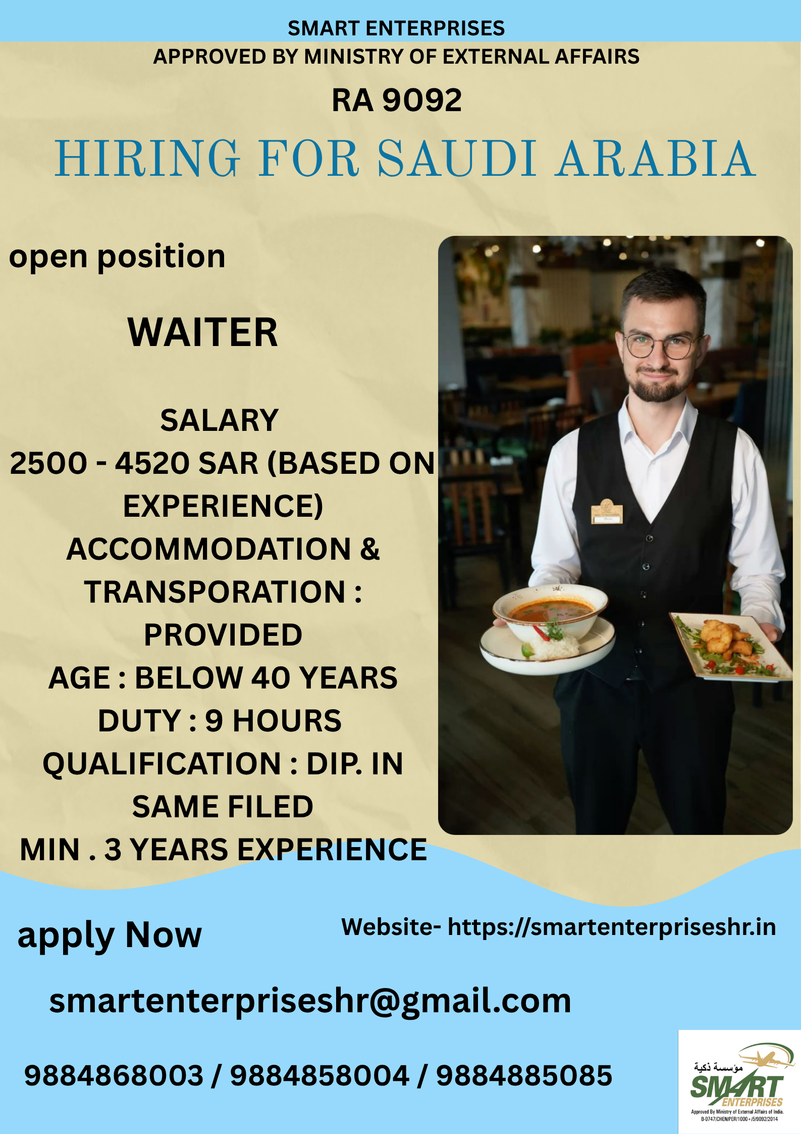 URGENT REQUIREMENT FOR SAUDI ARABIA