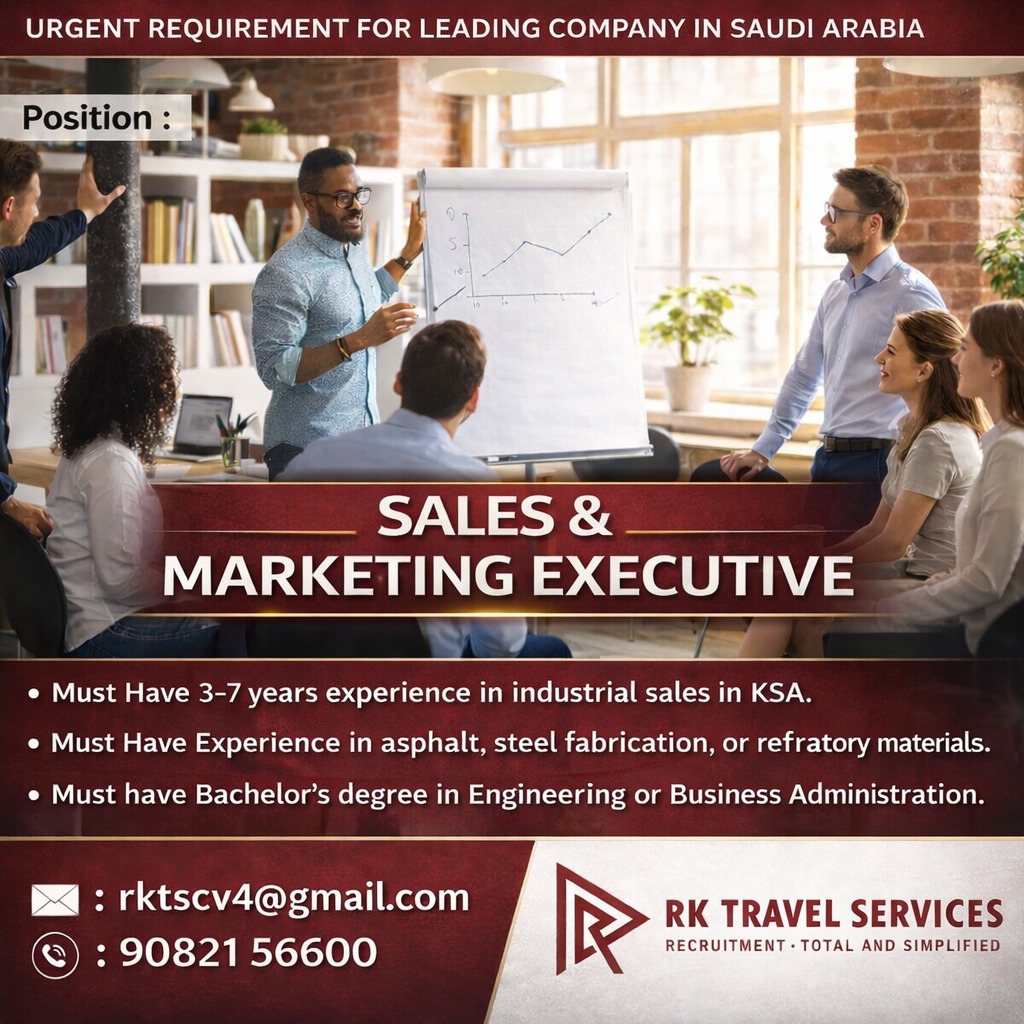 URGENT REQUIREMENT FOR LEADING COMPANY IN SAUDI ARABIA