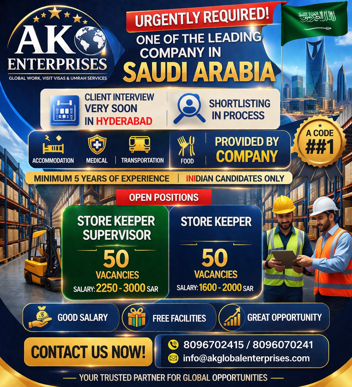 Urgently Requirement for Nesma & Partners for Saudi Arabia