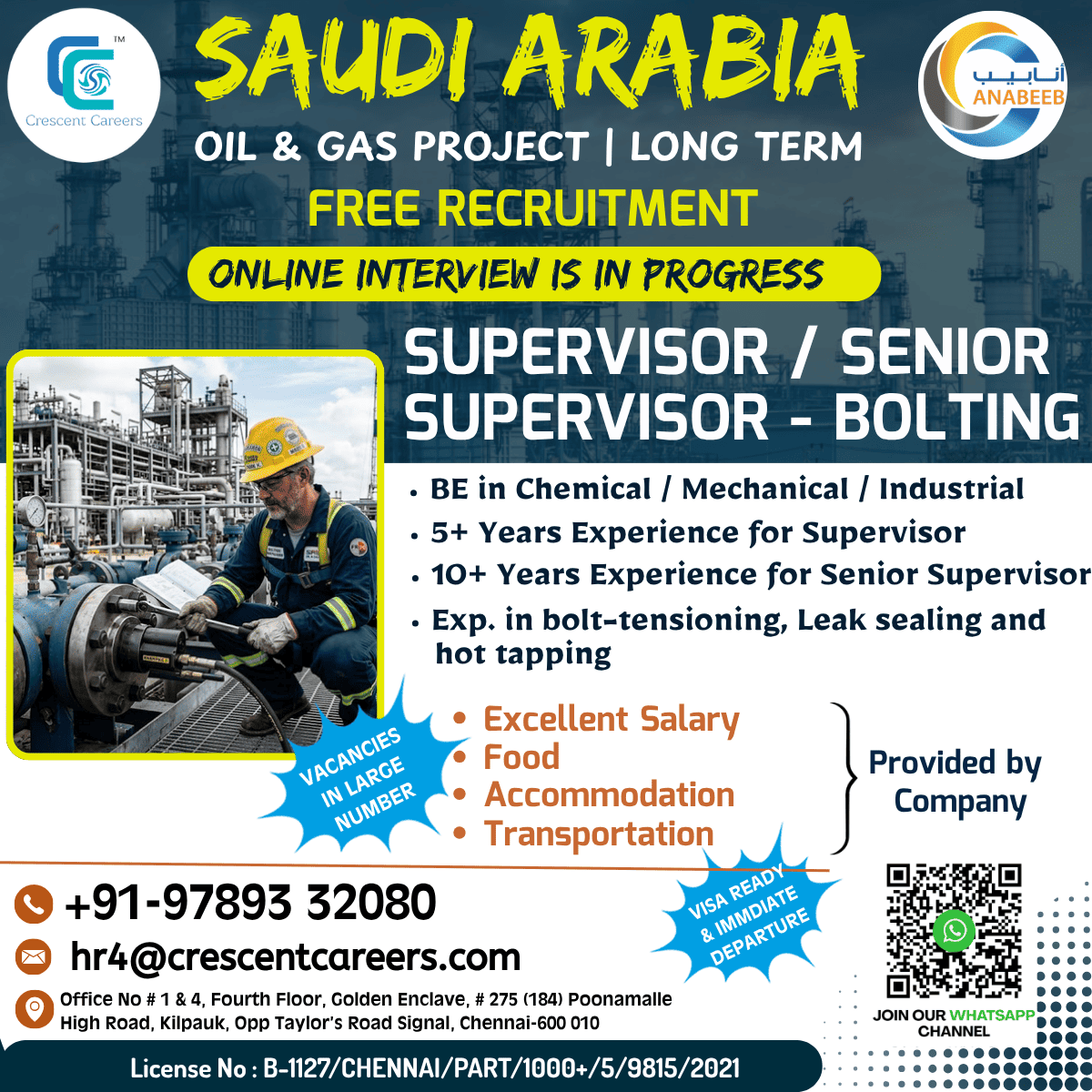 FREE RECRUITMENT FOR SAUDI ARABIA