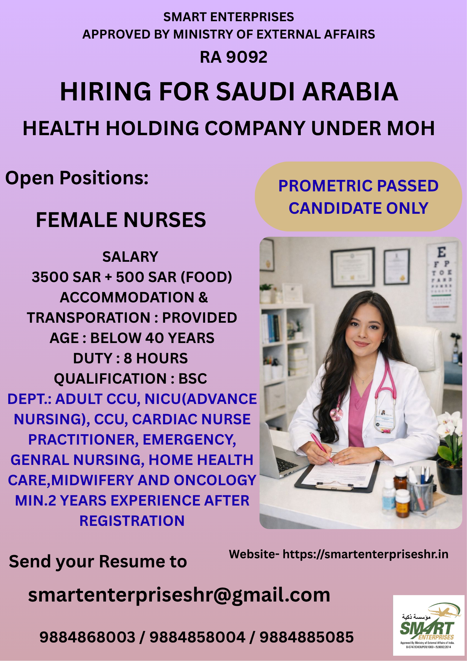 URGENT REQUIREMENT FOR SAUDI ARABIA