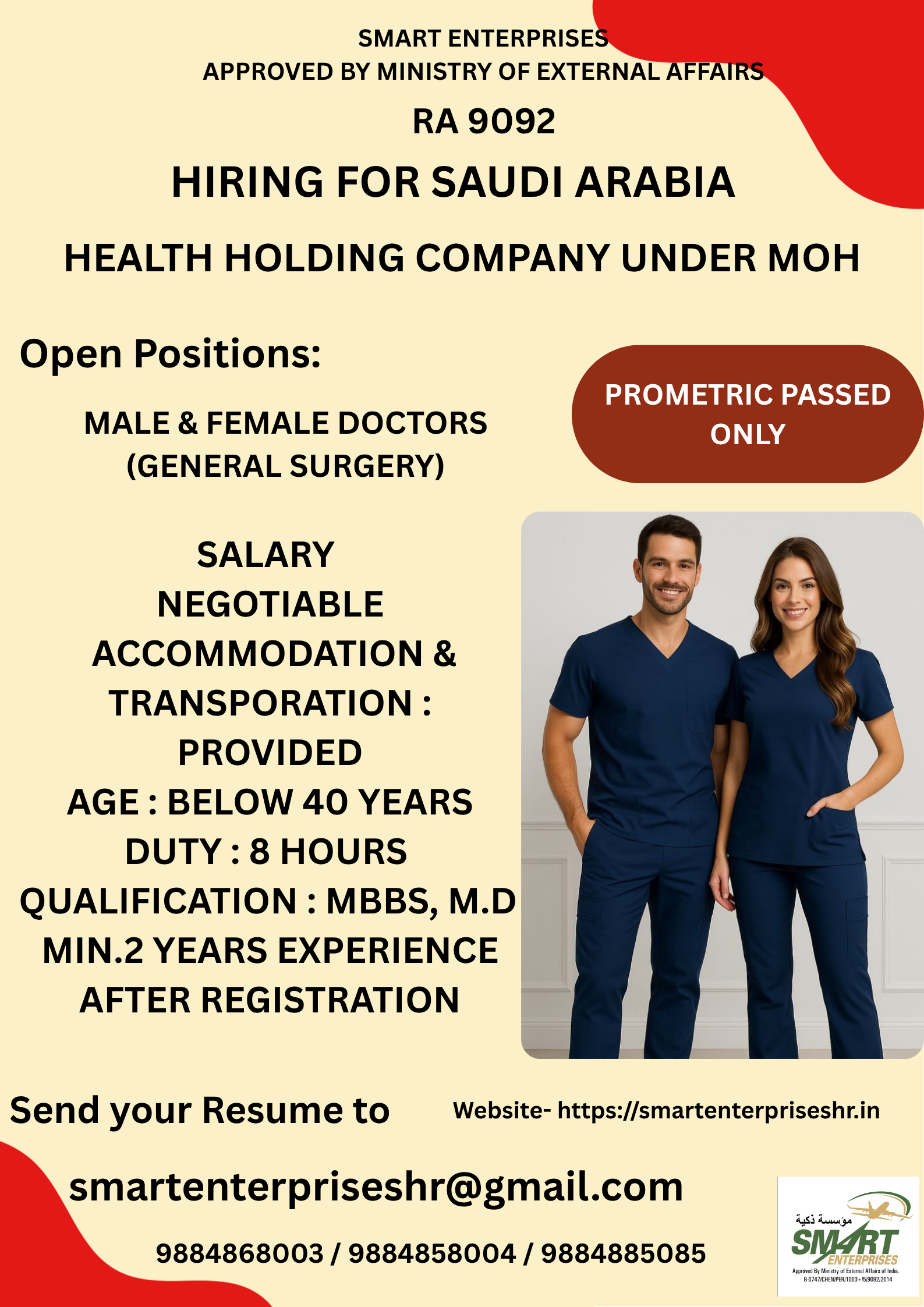 URGENT REQUIREMENT FOR SAUDI ARABIA