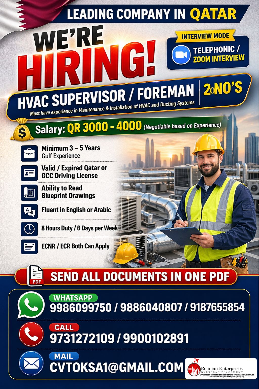 HIRING FOR QATAR - ONLINE INTERVIEW