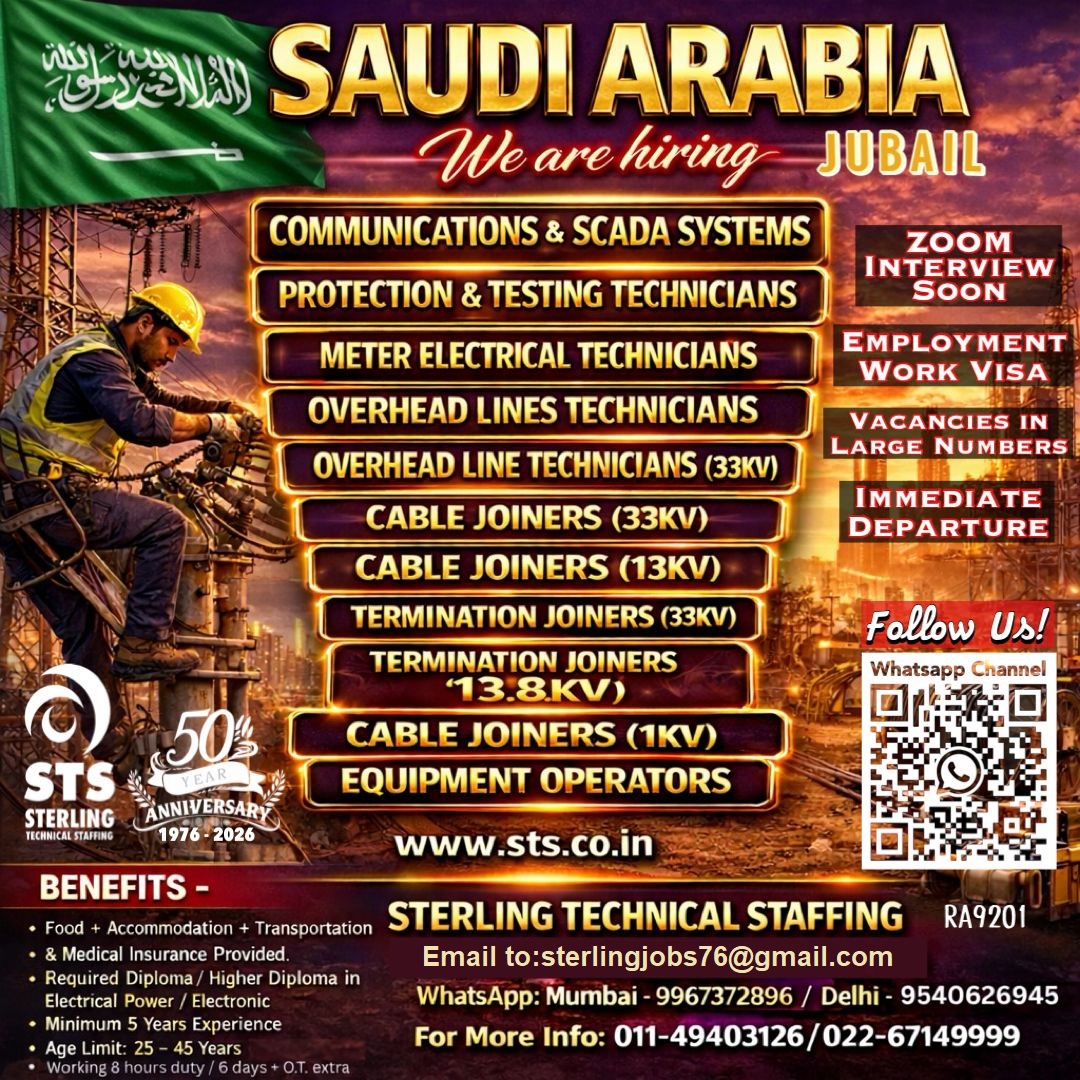 Required for Jubail,KSA