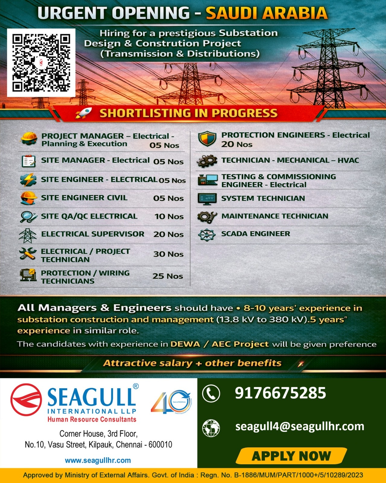 VERY URGENT REQUIREMENTS FOR OIL & GAS LONG TIME PROJECT AT SAUDI ARABIA - KSA