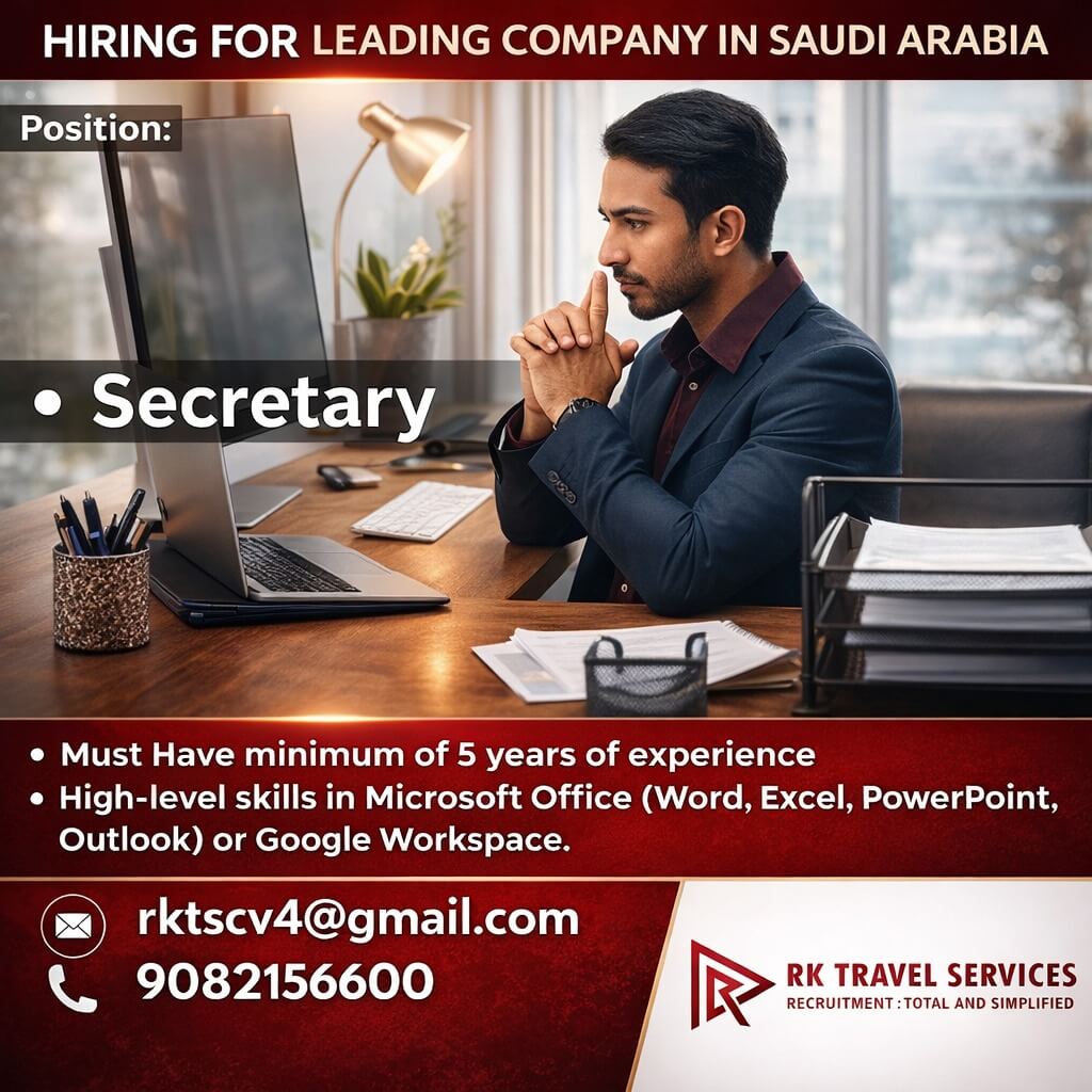 HIRING FOR LEADING Company in SAUDI ARABIA