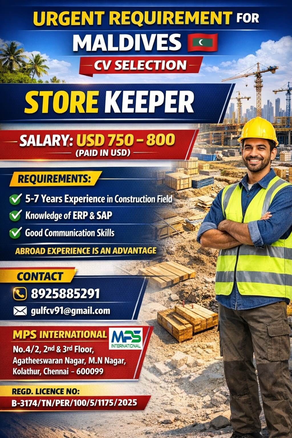 URGENT REQUIREMENT FOR MALDIVES CV SELECTION