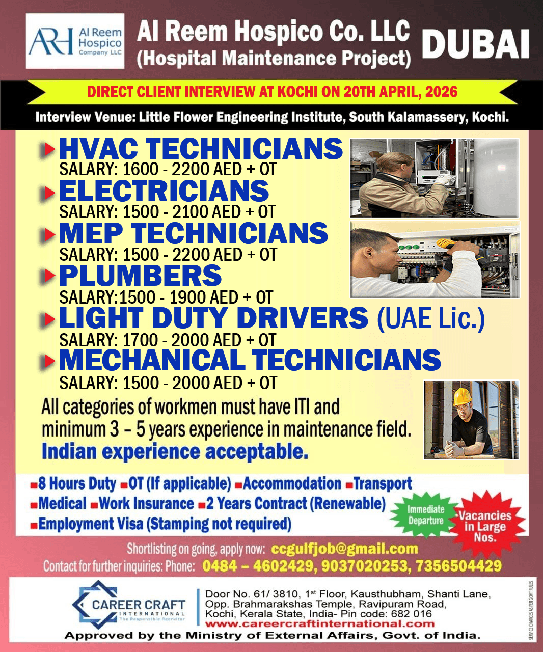 Client Interview at Kochi on 20th April, 2026 for Hospital Maintenance Project in UAE