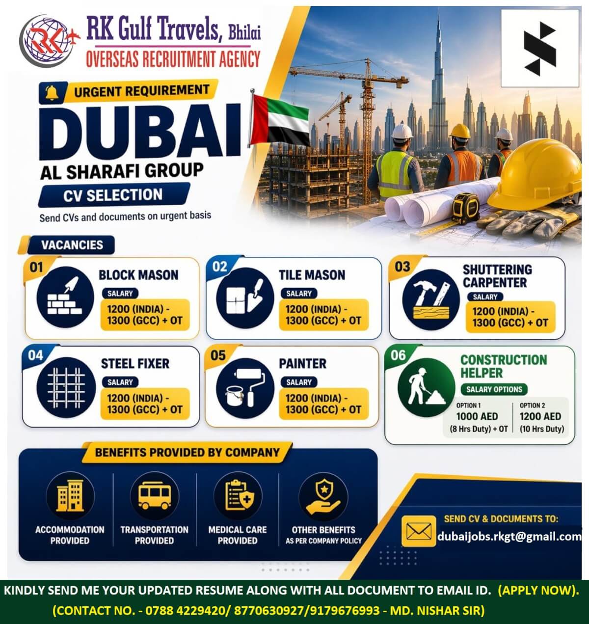 HIRING FOR AL SHARAFI GROUP OF COMPANY - DUBAI (UAE).