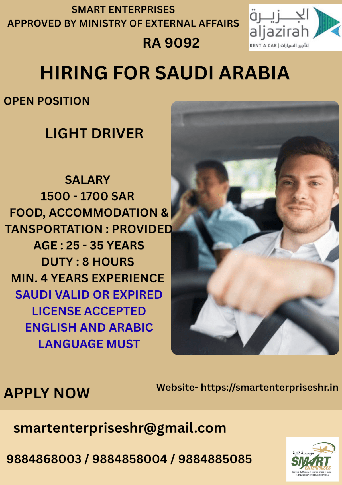 URGENT REQUIREMENT FOR SAUDI ARABIA