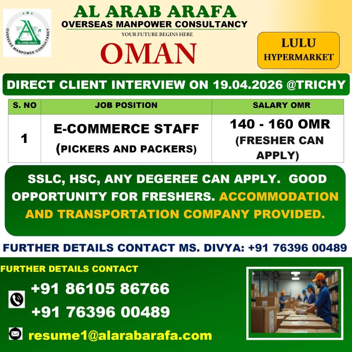 DIRECT CLIENT INTERVIEW ON 19.04.2026 @ TRIHCY