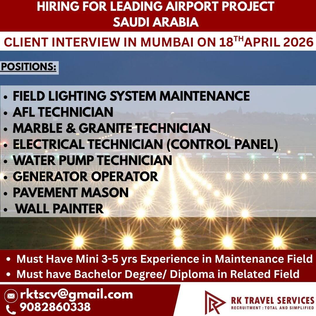 HIRING FOR LEADING AIRPORT PROJECT SAUDI ARABIA