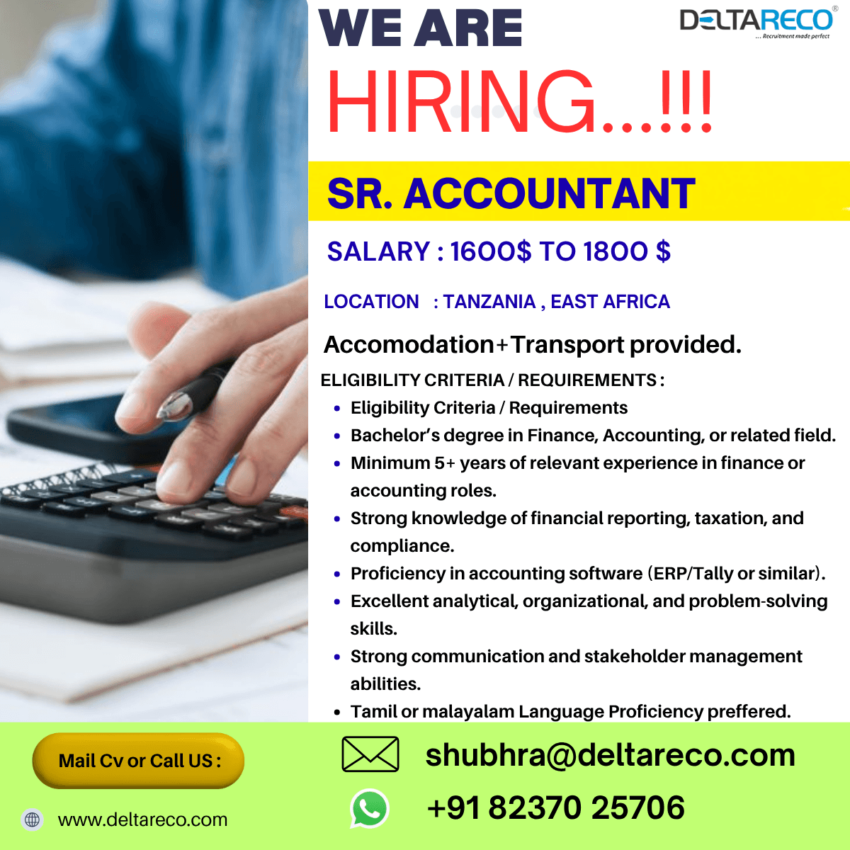 Hiring  Senior Accountant for Tanzania East africa