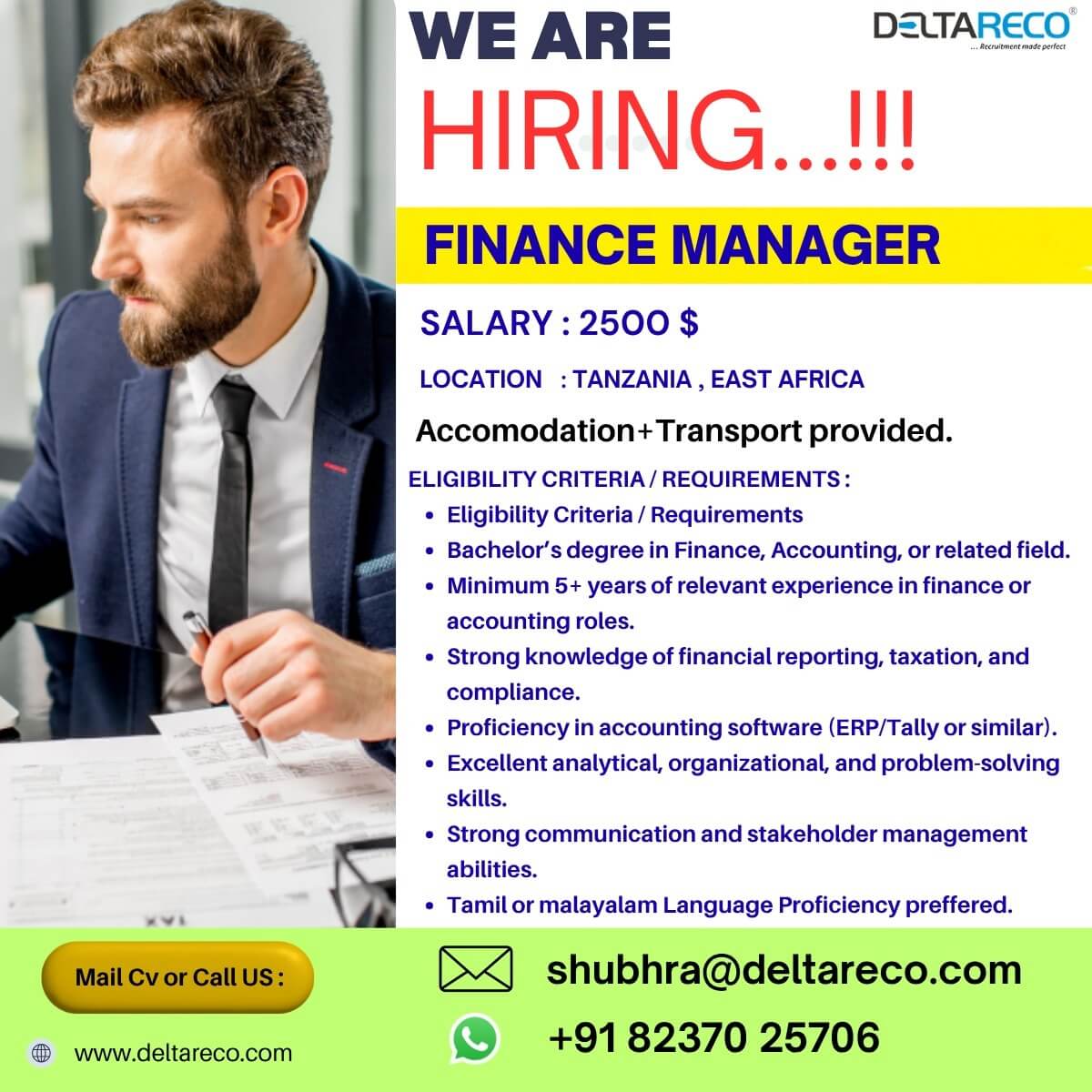 Hiring Finance Manager for  Tanzania East Africa