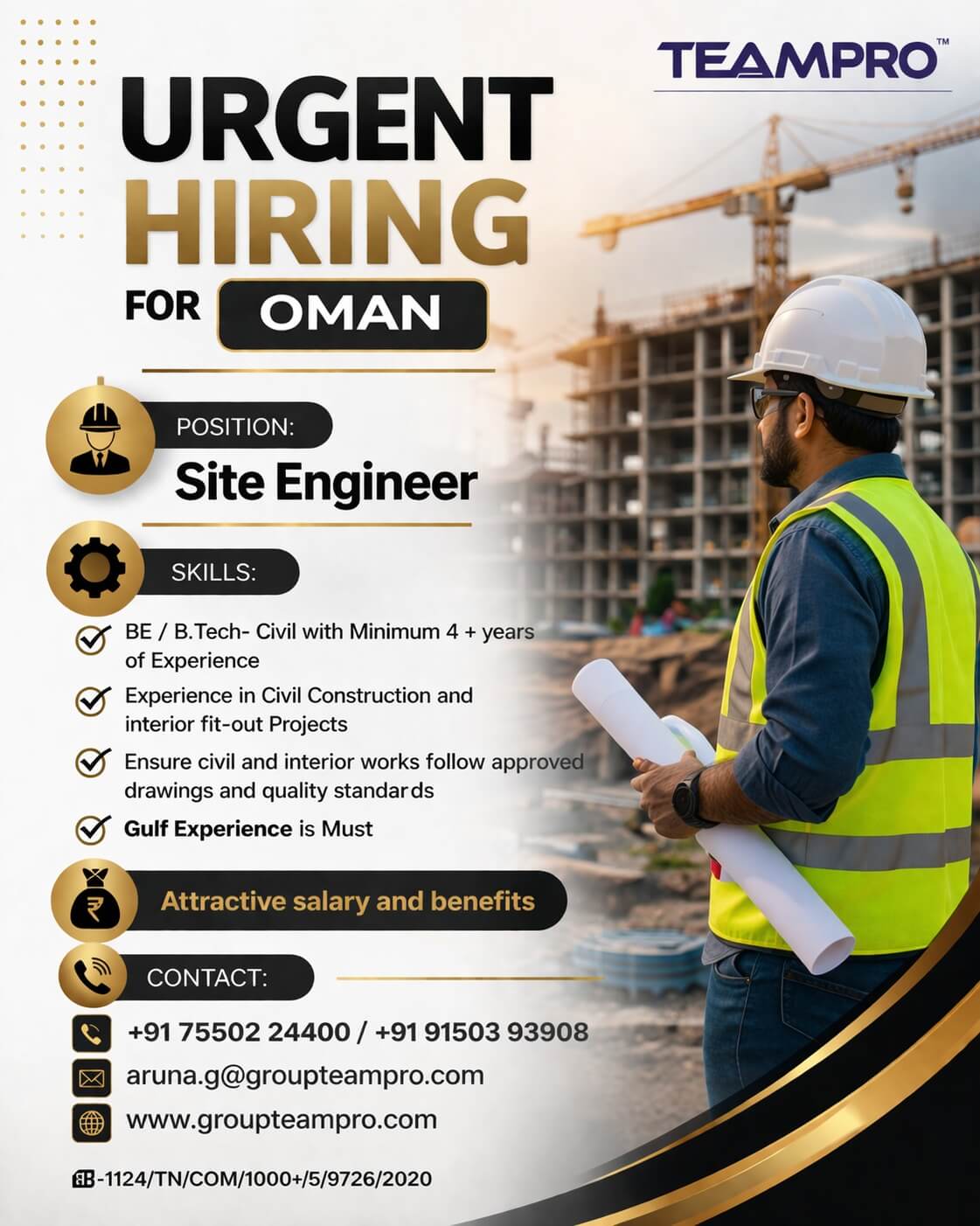 ? **Urgent Hiring – Site Engineer | Oman**