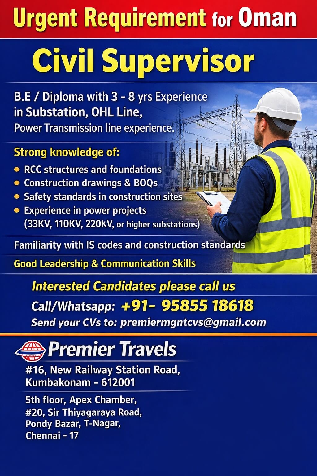 Civil Supervisors - Substations