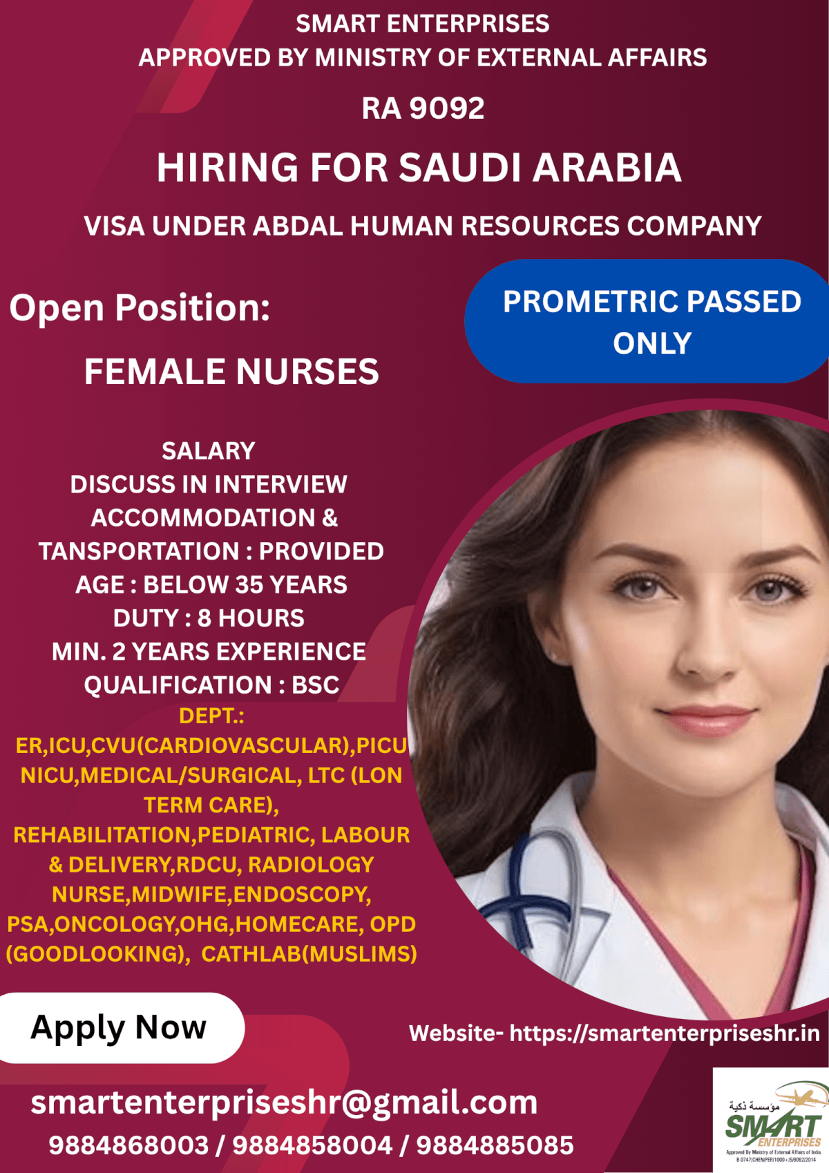 URGENT REQUIREMENT FOR SAUDI ARABIA