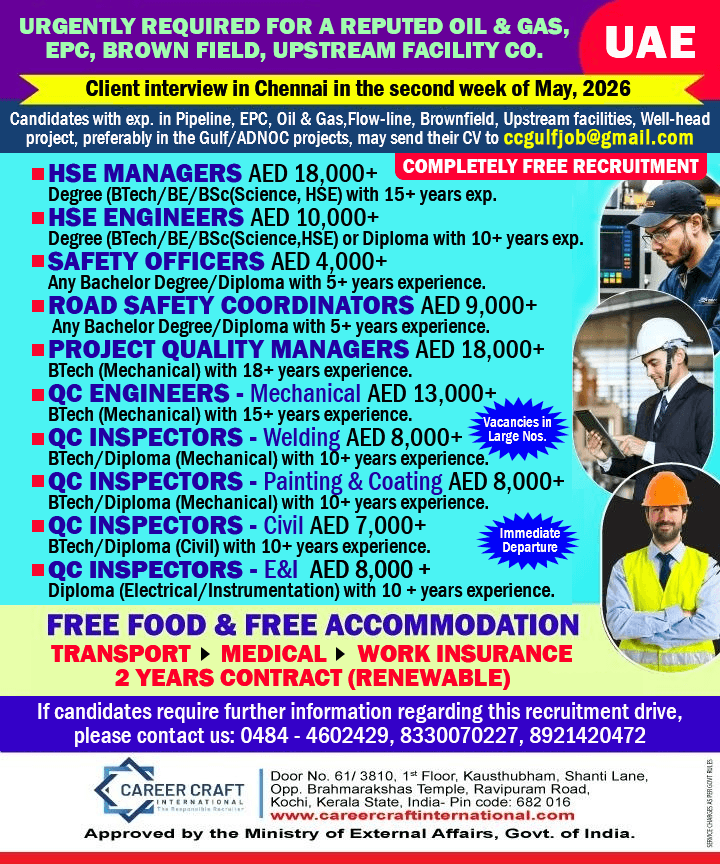 Direct Client Interview on 9th and 10th May, 2026 - Absolutely Free Recruitment -