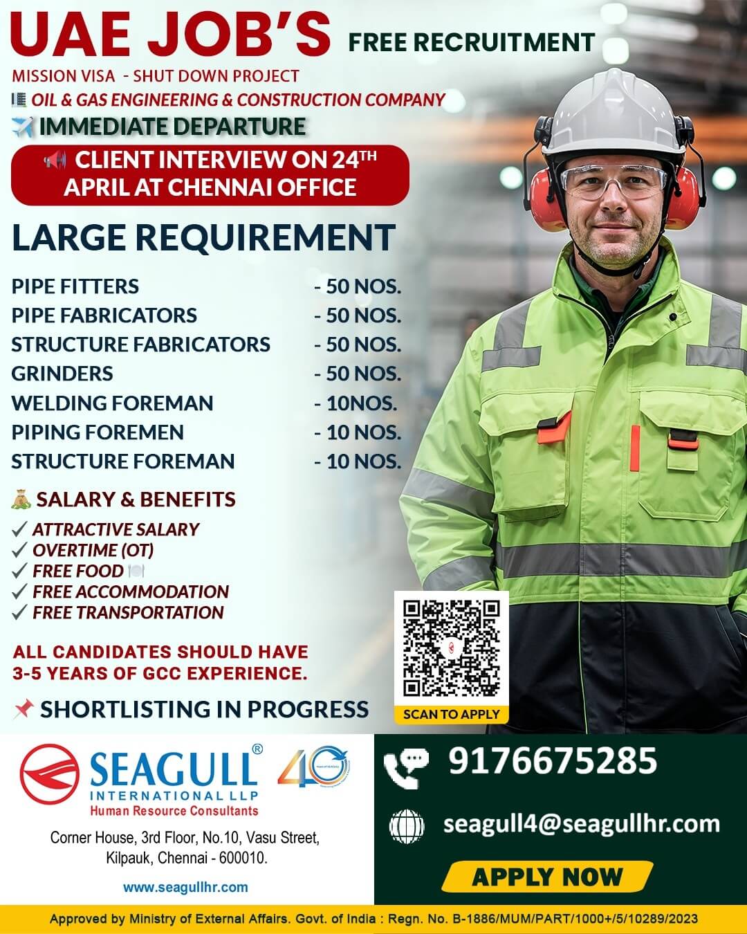 FREE & VERY URGENT REQUIREMENTS FOR LONG TIME PROJECT AT ABU DHABI - UAE