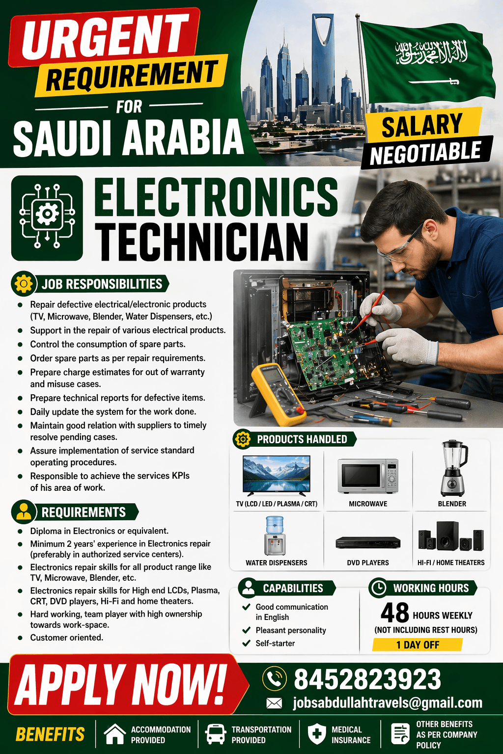 URGENT REQUIREMENT FOR SAUDI ARABIA