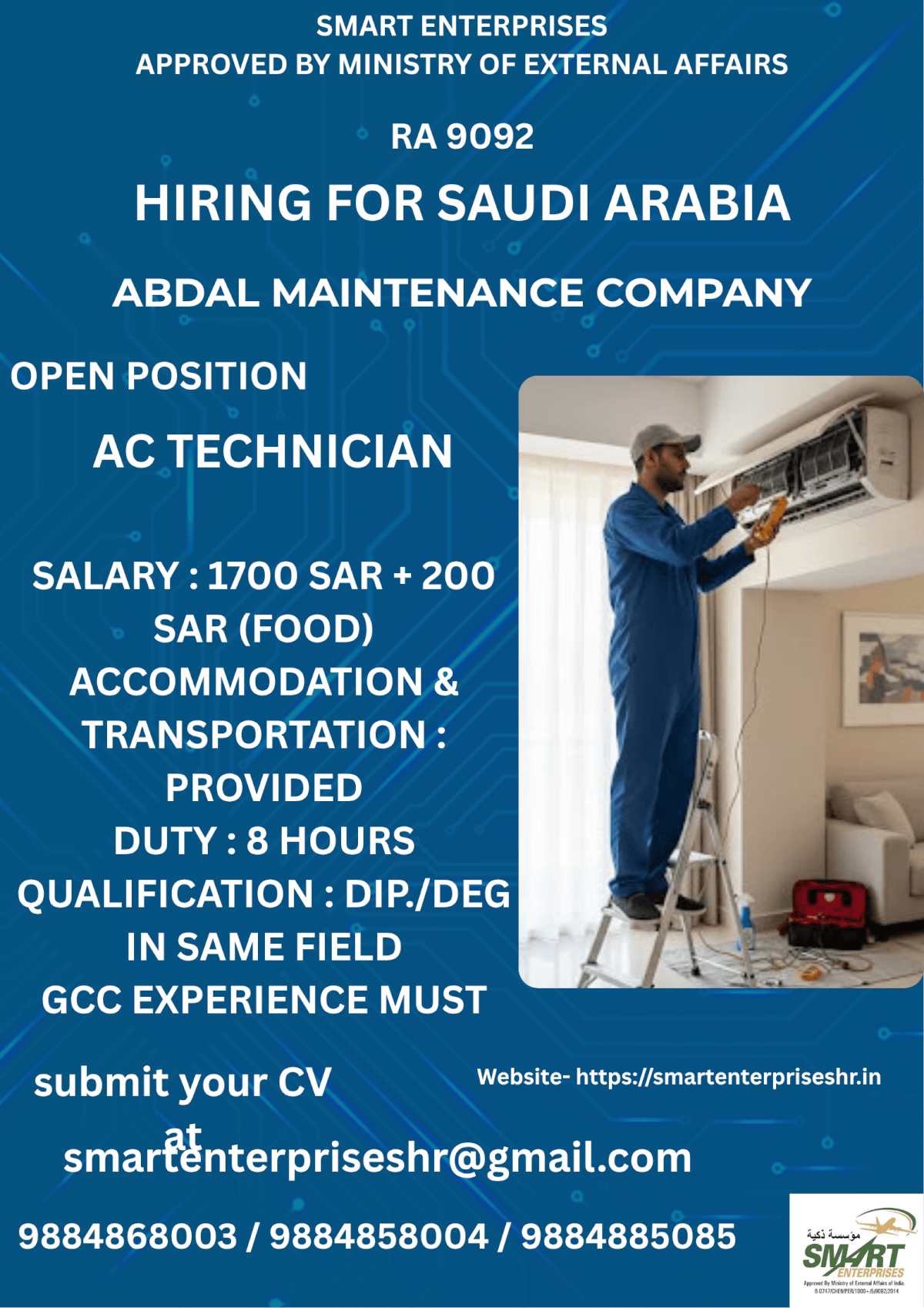 URGENT REQUIREMENT FOR SAUDI ARABIA