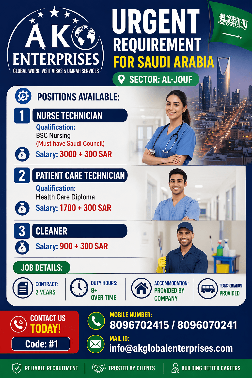 URGENT REQUIREMENT FOR SAUDI ARABIA ?? Sector: AL-JOUF