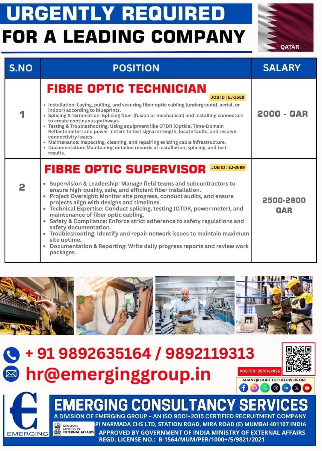URGENT REQUIRED FOR QATAR A LEADING COMPANY