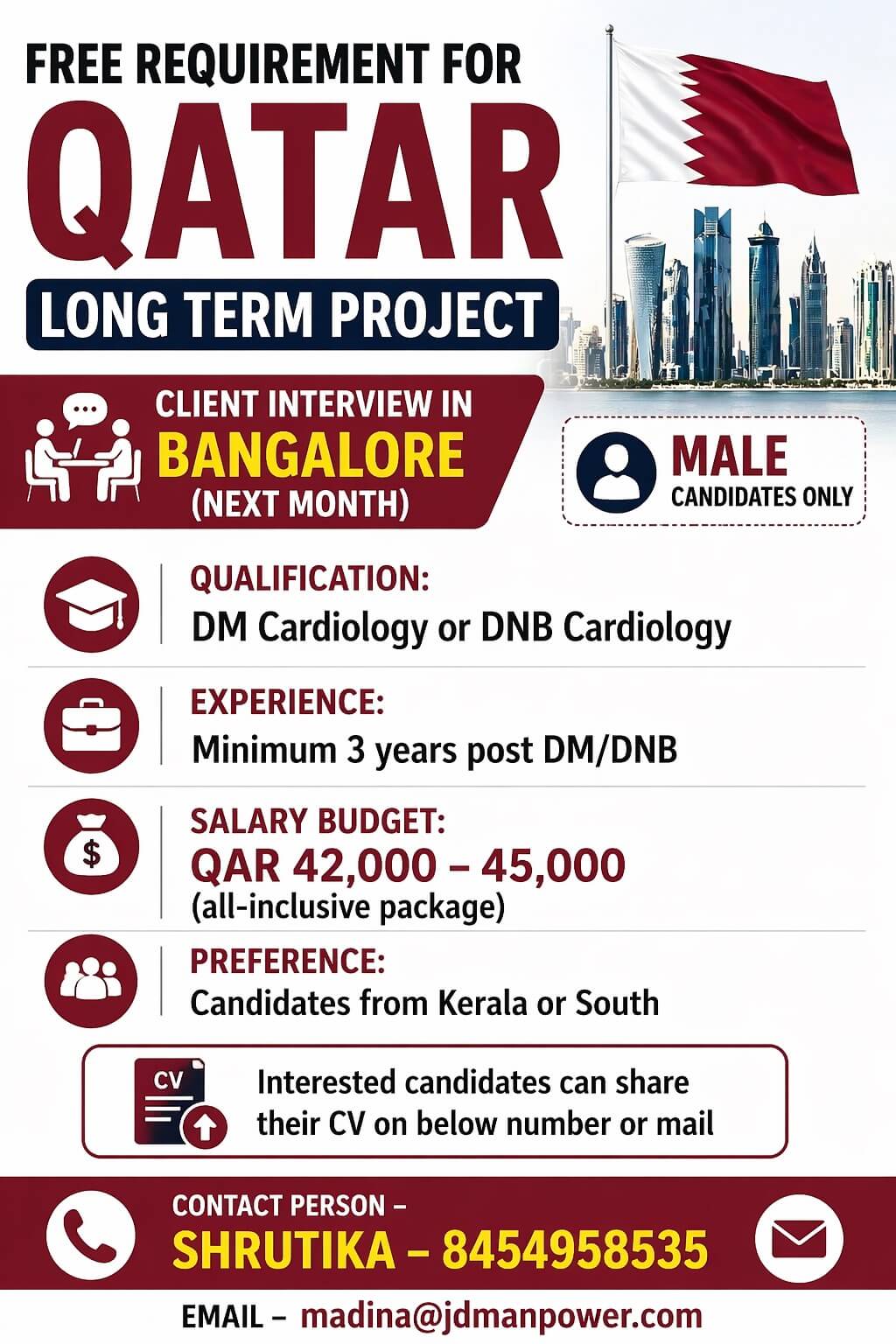 FREE  REQUIREMENT FOR QATAR LONG TERM PROJECT