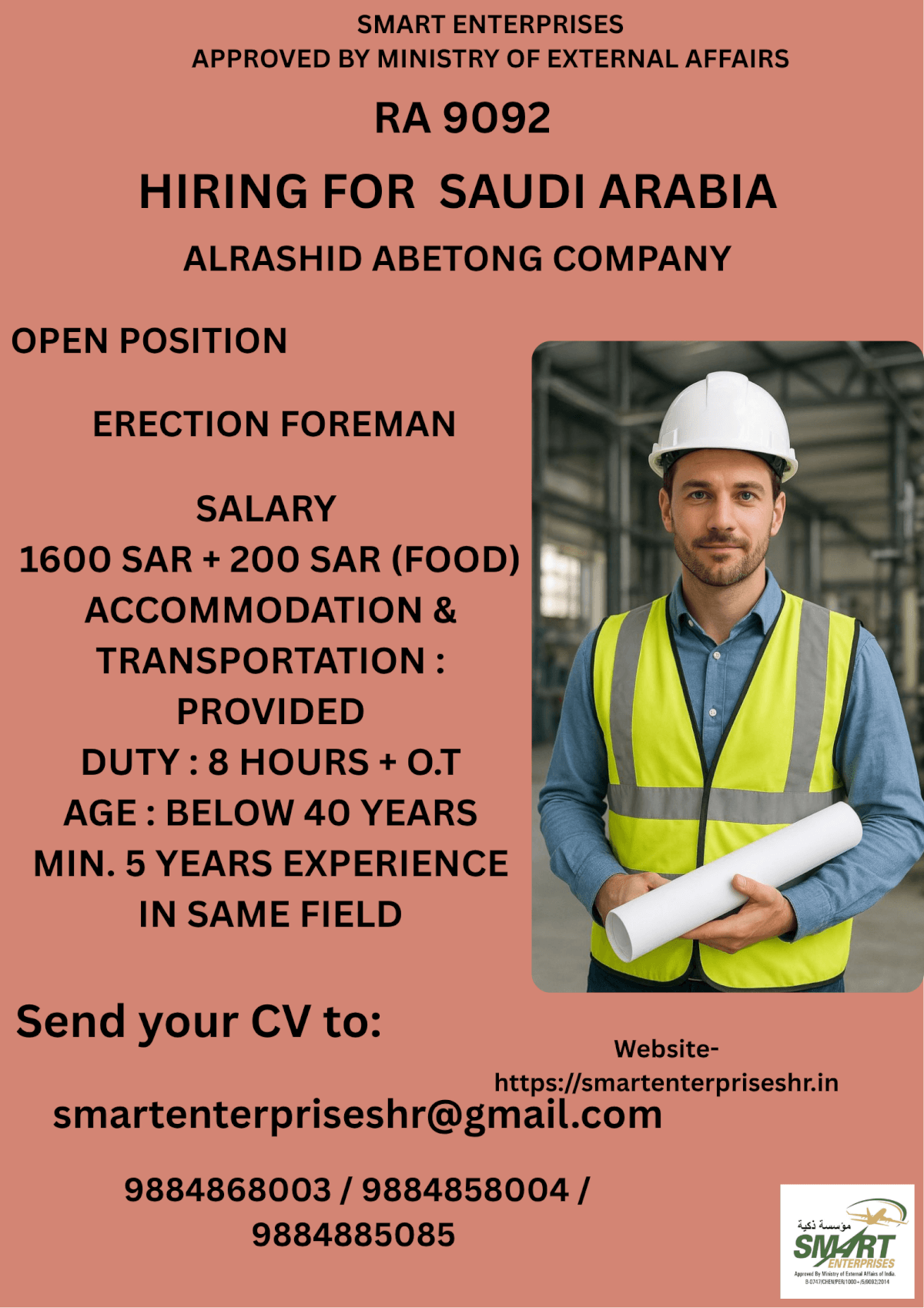 URGENT REQUIREMENT FOR SAUDI ARABIA