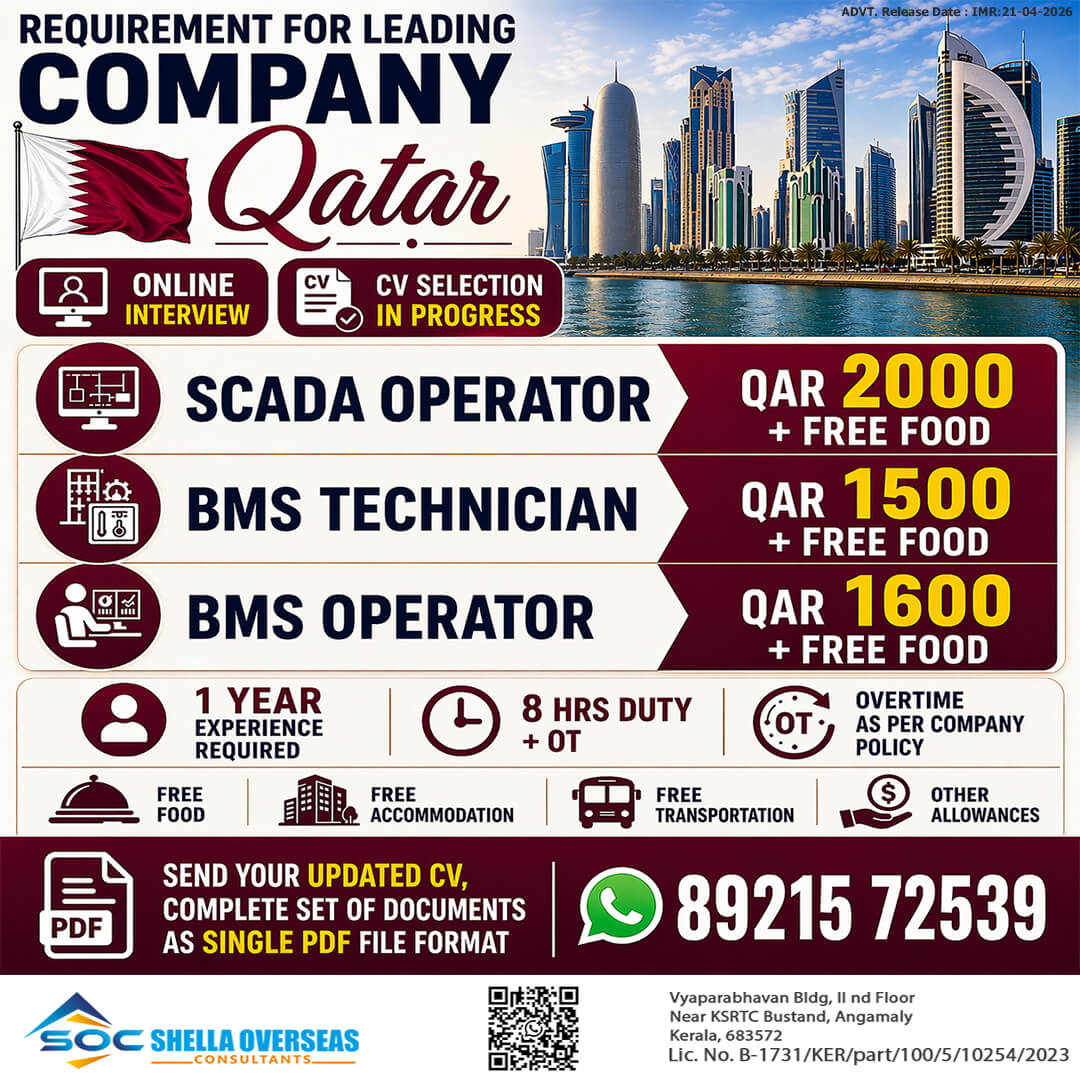 SCADA Operator, BMS Technician, BMS Operator Qatar SCADA Operator, BMS Technician, BMS Operator Qatar