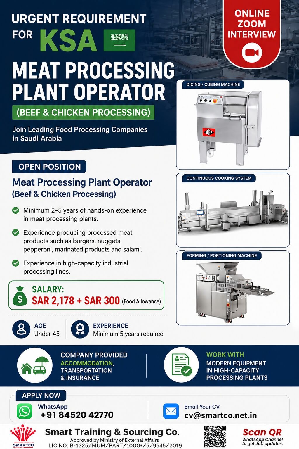 URGENT REQUIREMENT FOR ?? KSA ? MEAT PROCESSING PLANT OPERATOR