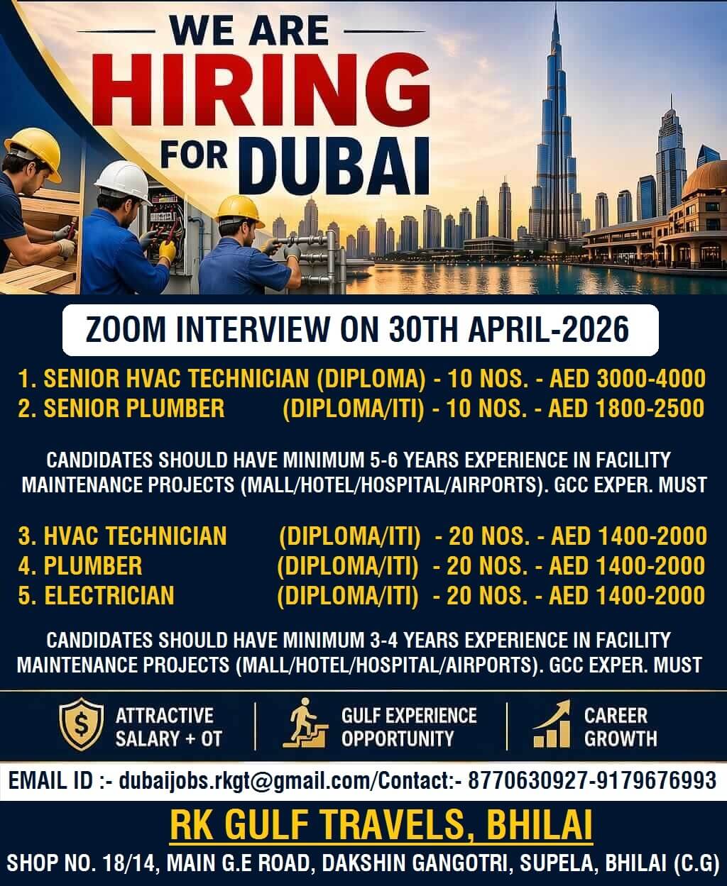 HIRING FOR A LEADING FACILITY MAINTENANCE COMPANY - UAE.