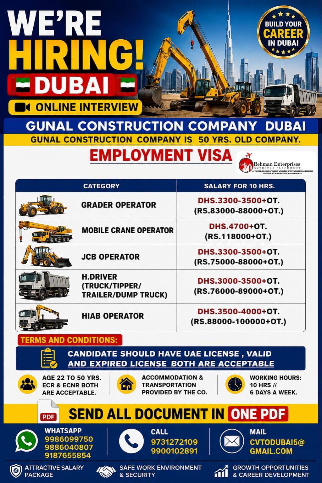 HIRING FOR DUBAI