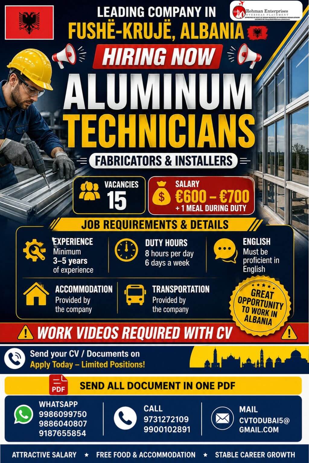 HIRING FOR ALBANIA