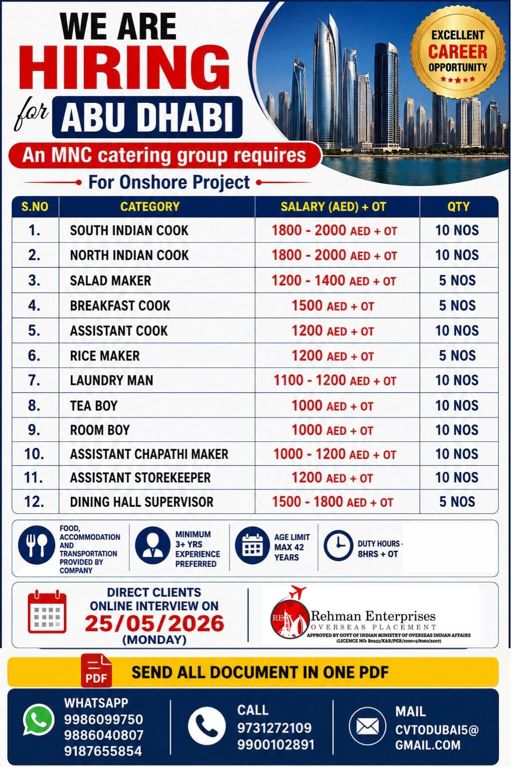 HIRING FOR ABU DHABI